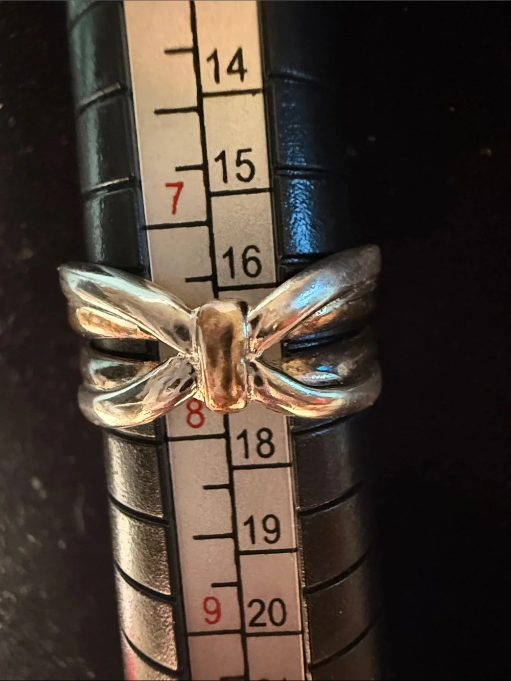 Two-Tone Bow Accent Women's Ring - Silver & Gold Size 7.5
